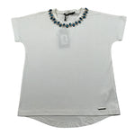J'Aime' T-Shirt Girocollo tinta unita con Applicazioni Panna per Bambina 5036G PANNA J'AIME' 