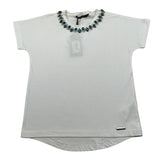 J'Aime' T-Shirt Girocollo tinta unita con Applicazioni Panna per Bambina 5036G PANNA J'AIME' 