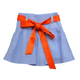 Vicolo Plain Skirt With Striped Pattern And Contrast Belt In Light Blue For Girls