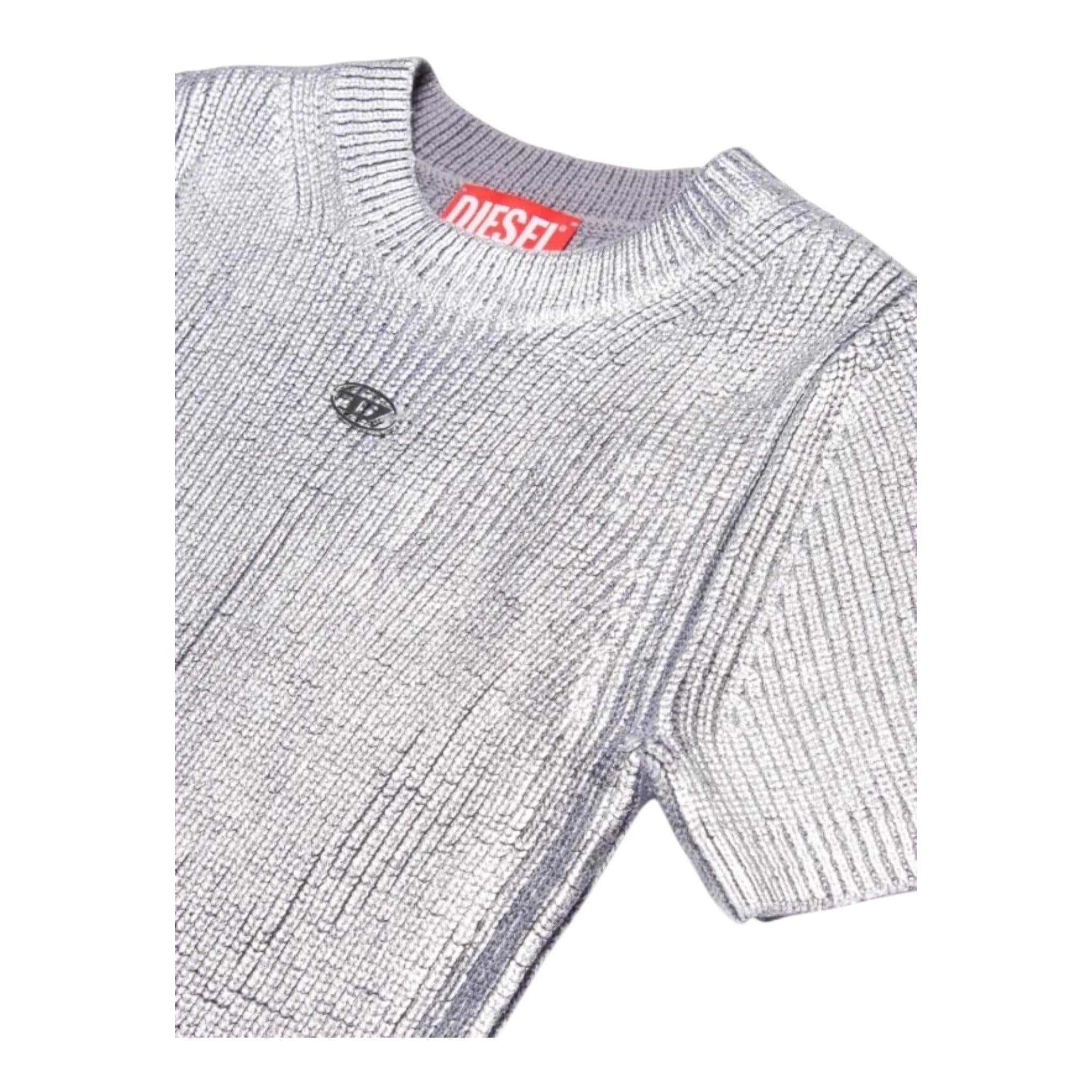 DIESEL t-shirt tinta unita girocollo con logo Argento per Bambina J02069 ARGENTO DIESEL 