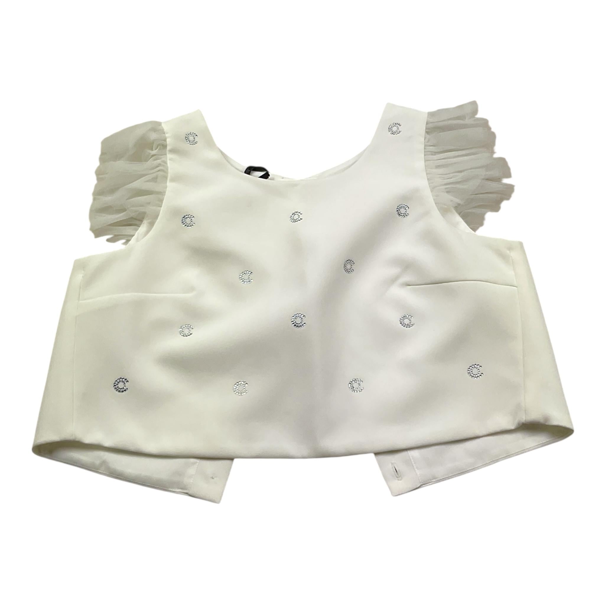 Nunzia Corinna Top Giromanica Tinta Unita con Brillantini per Bambina NJ4215984 BIANCO NUNZIA CORINNA 