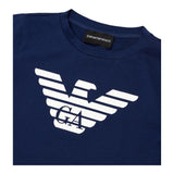 Emporio Armani T-Shirt Girocollo Tinta Unita con Logo per Bambino 8N4TN5 BLU EMPORIO ARMANI 