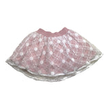 Alice Pi Solid Color Skirt With Tulle And Pink Embroidery For Baby Girl