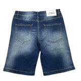 Daniele Alessandrini Denim Bermuda Shorts Solid Color With America Pockets Blue For Boys