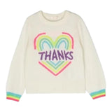 Billieblush Solid Color Crew Neck Cream Print Top for Girls