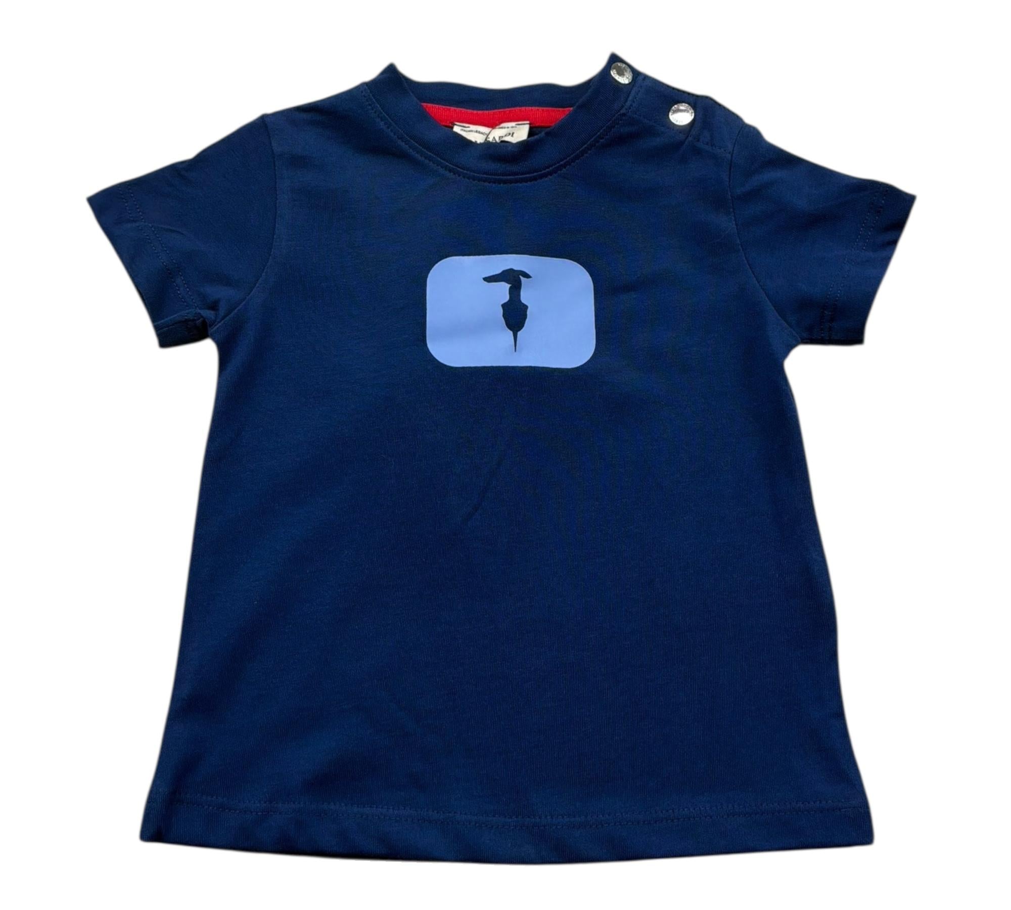 Trussardi T-Shirt Girocollo Tinta Unita con Stampa per Neonato TIP26093TS BLU TRUSSARDI 