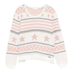 LIU JO maglia girocollo tinta unita con stampe in contrasto Bianco per Bambina KF4095J BIANCO LIU JO 