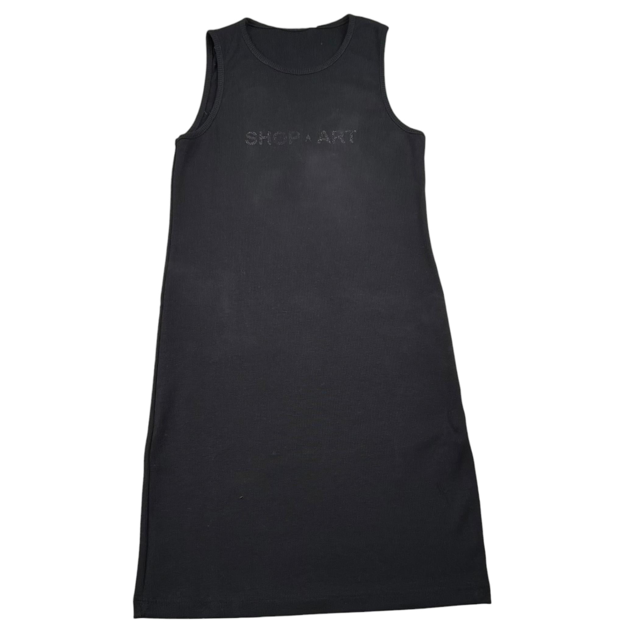 Shopart Abito Giromanica Tinta Unita con Stampa per Bambina SAJDR000409 NERO SHOPART 