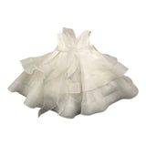 Mimilu' Solid Color Sleeveless Ceremony Dress With White Belt For Newborns