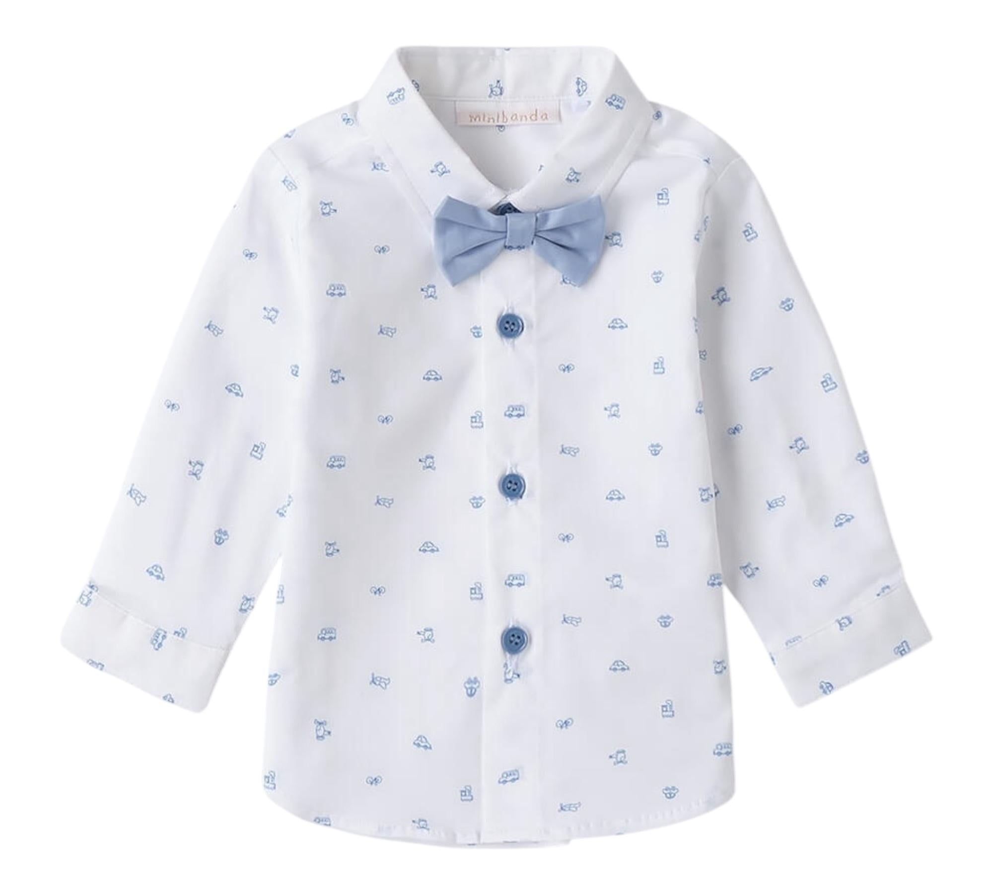 Minibanda Camicia Manica Lunga Tinta Unita con Papillon per Neonato 3B600 BIANCO MINIBANDA 