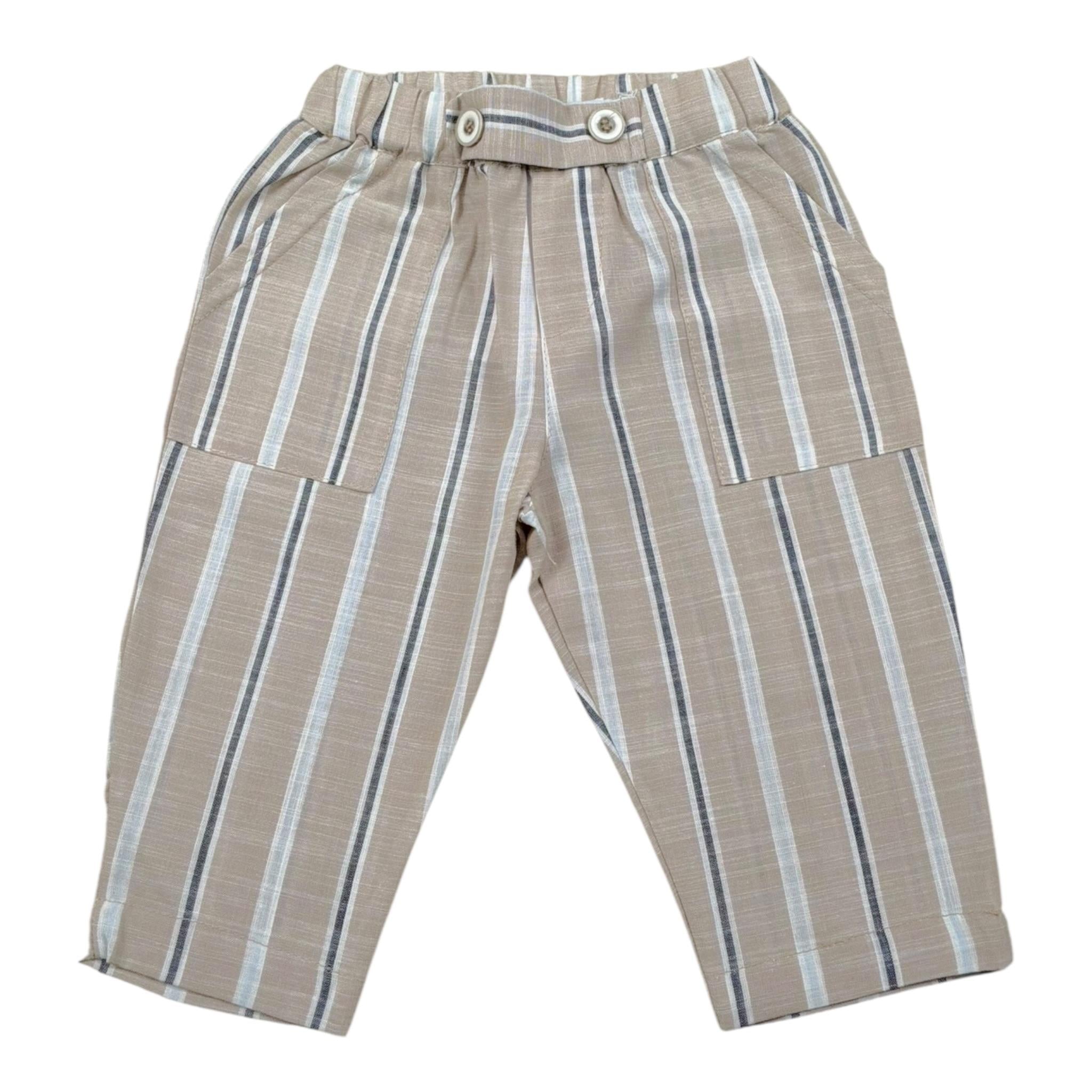 Babyvip Pantalone Tinta Unita con Fantasia A Righe per Neonato T1342 BEIGE BABYVIP 