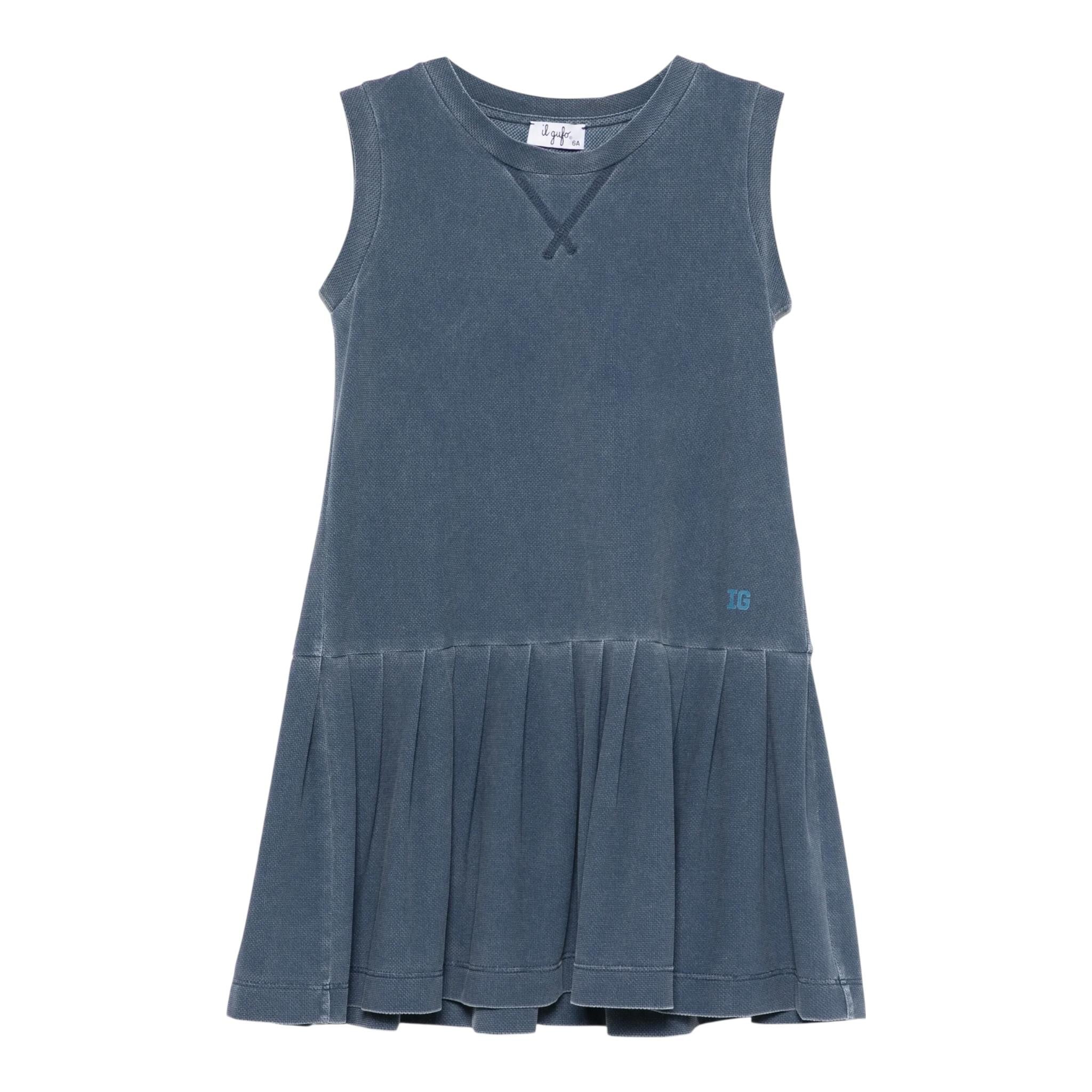 Il Gufo Abito Tinta Unita Giromanica per Bambina P25VA333N0107X BLU IL GUFO 