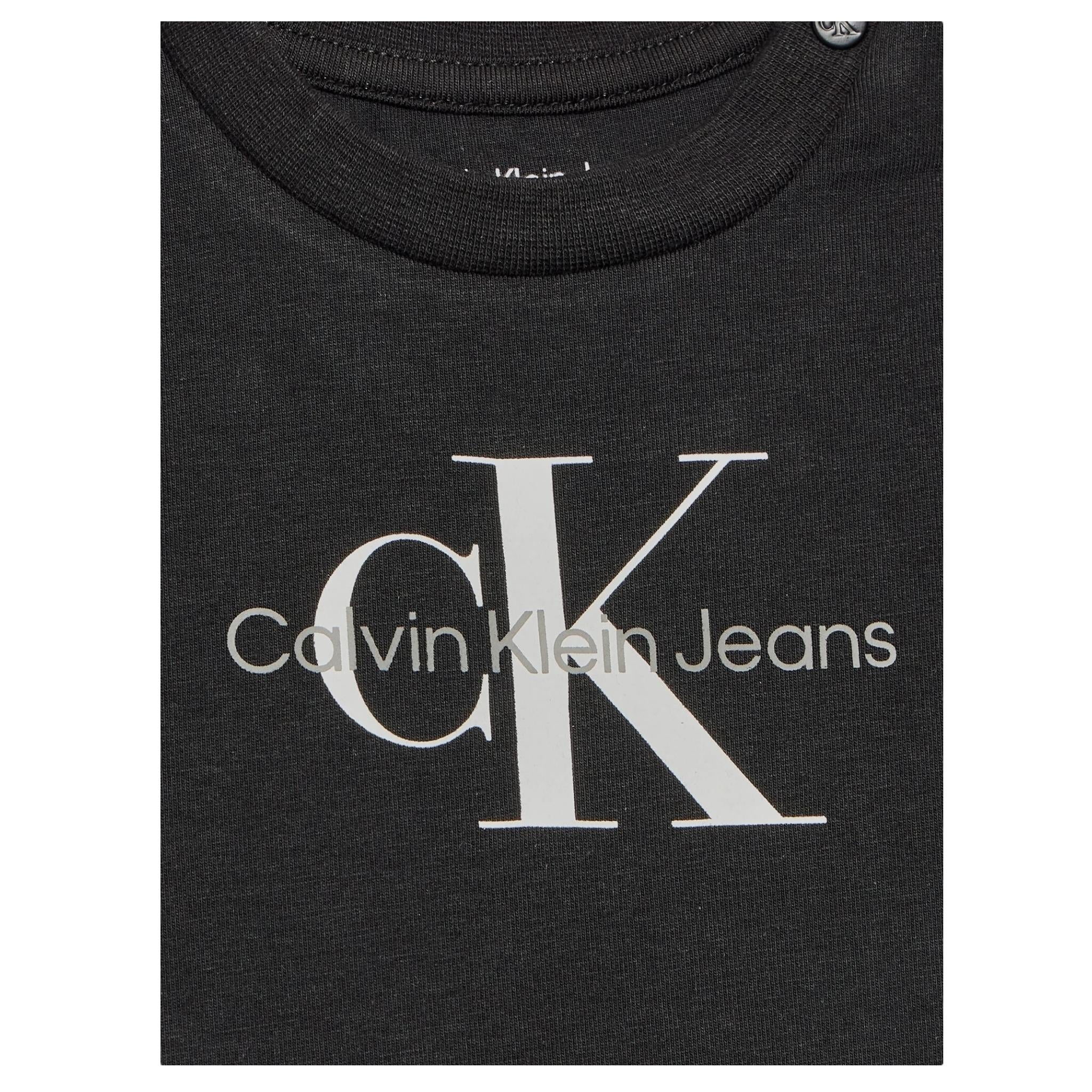 Calvin Klein T-Shirt Girocollo Tinta Unita con Logo per Neonato IN0IN0001 NERO CALVIN KLEIN 