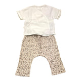Teddy E Minou 2 Piece Set T-Shirt-Trousers Two-Tone White/Beige For Baby Girl