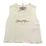 Odi Et Amo Solid Color Logo Print Cream Sleeveless Top For Girls