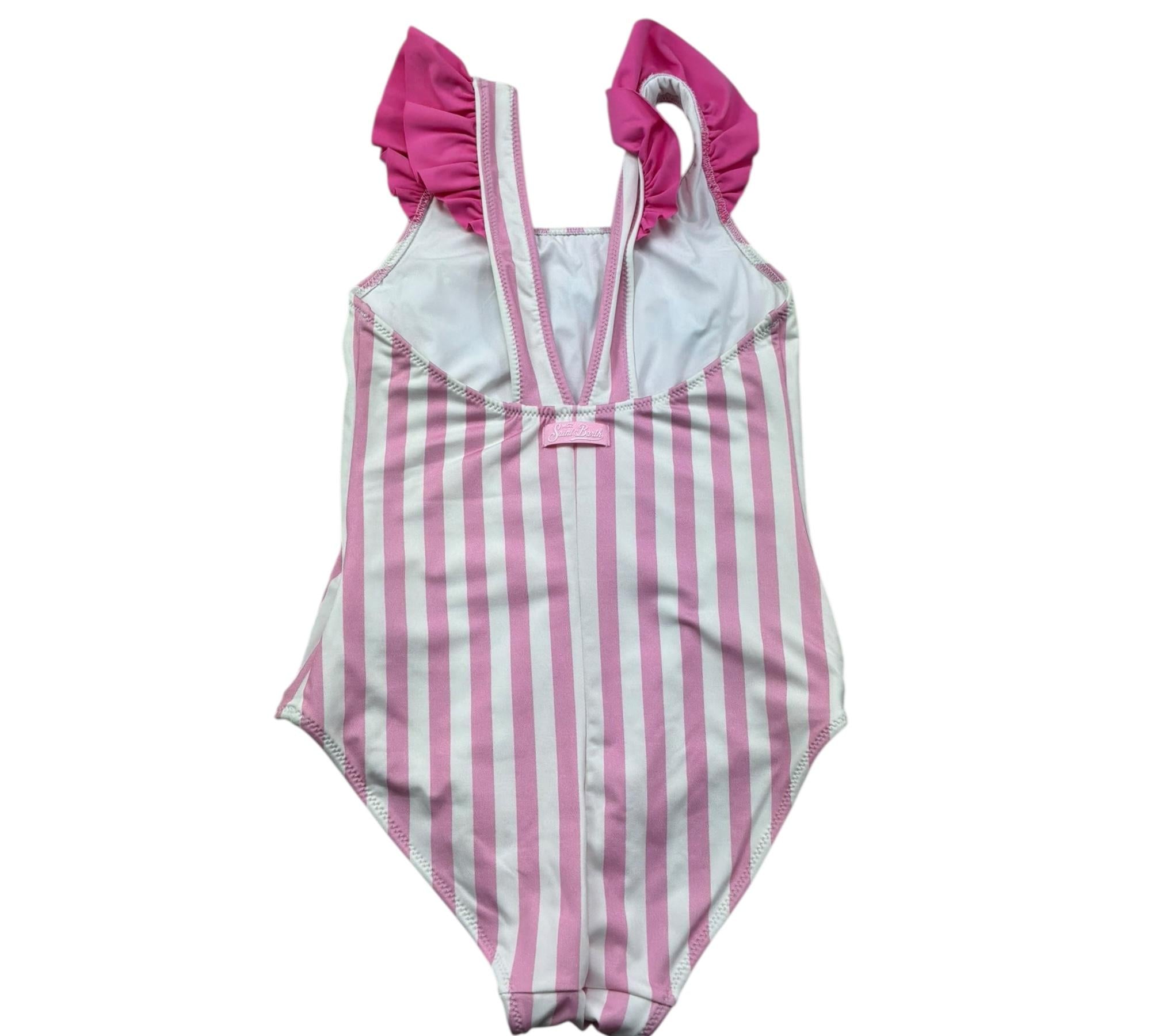 Saint Barth Costume Intero Fantasia A Righe per Bambina CAROL BIANCO/ROSA SAINT BARTH 