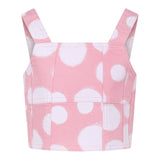 Marc Jacobs Solid Color Denim Top With Pink Circle Print For Girls