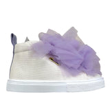Miss Grant Solid Color Sneaker with Beige/Purple Bow for Girls