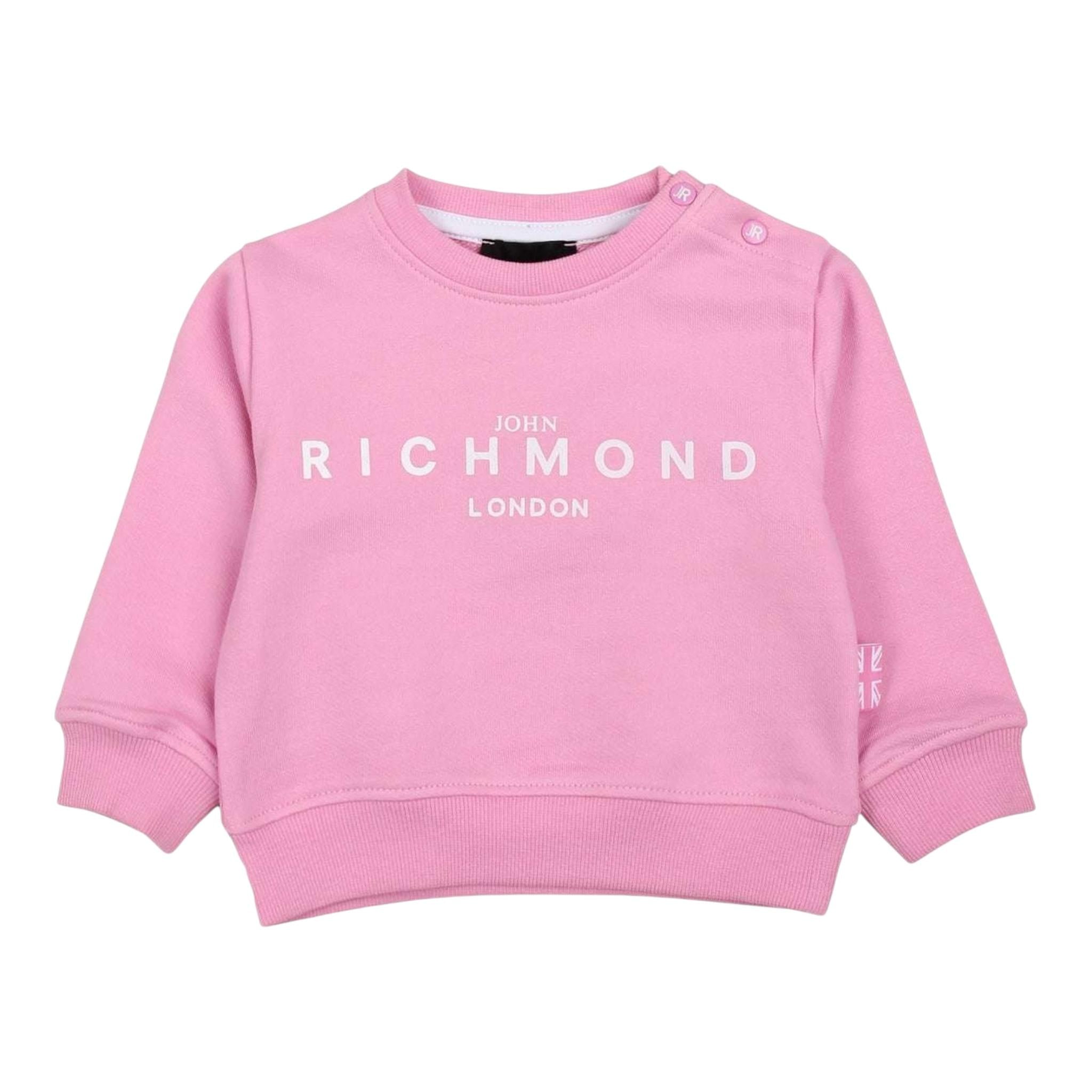 John Richmond Felpa Girocollo Tinta Unita con Stampa per Neonata RIP25003FEN ROSA JOHN RICHMOND 