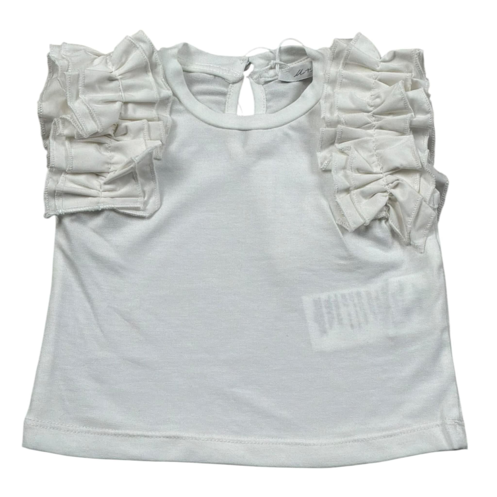 M+E' T-Shirt Girocollo Tinta Unita con Rouches per Neonata UE1735 BIANCO M+E' 