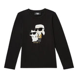 KARL LAGERFELD shirt girocollo tinta unita con stampa in contrasto Nero per Bambina Z30209 NERO KARL LAGERFELD 