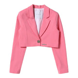 Gaelle Pink Solid Color Crop Jacket for Girls