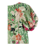 Kenzo Green Floral Printed Solid Color Dress For Girls