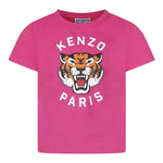 Kenzo T-Shirt Girocollo Tinta Unita con Stampa per Neonata K61054NX FUXIA KENZO 