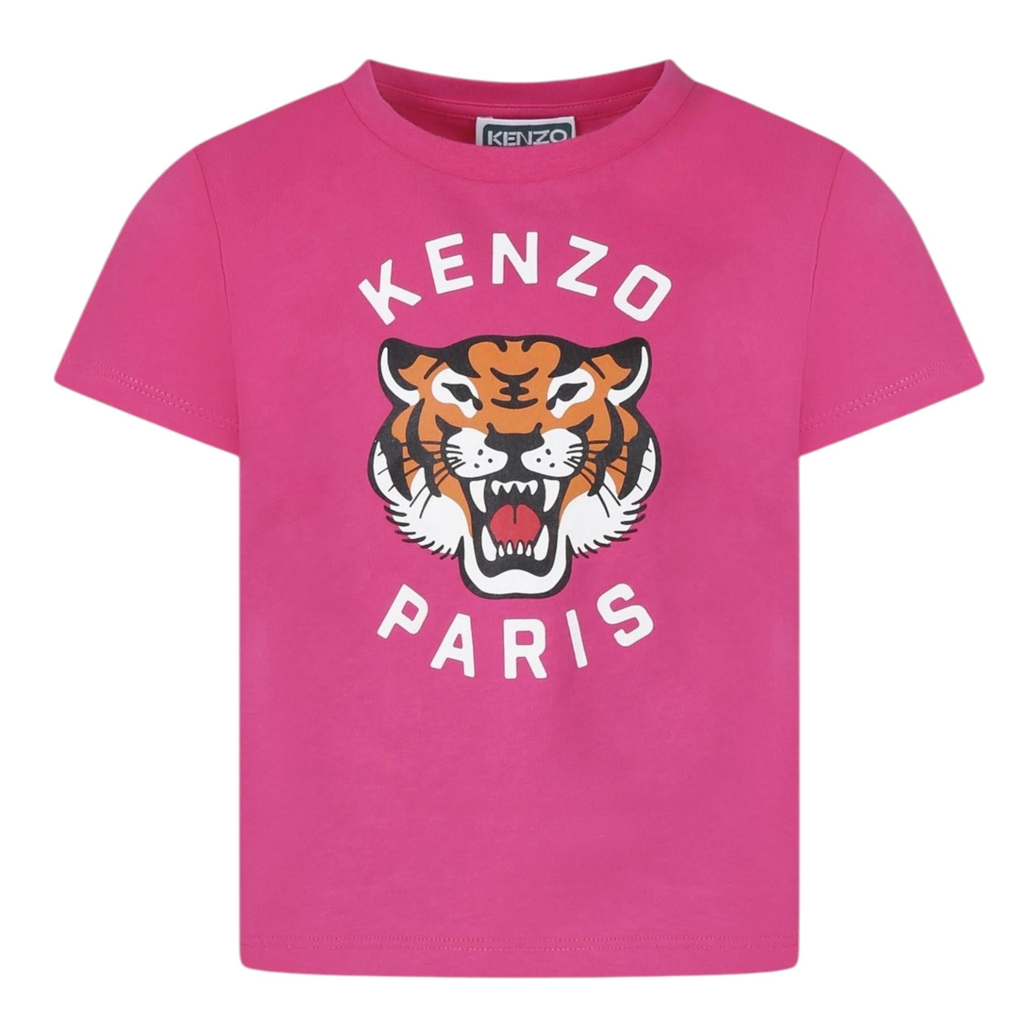 Kenzo T-Shirt Girocollo Tinta Unita con Stampa per Neonata K61054NX FUXIA KENZO 