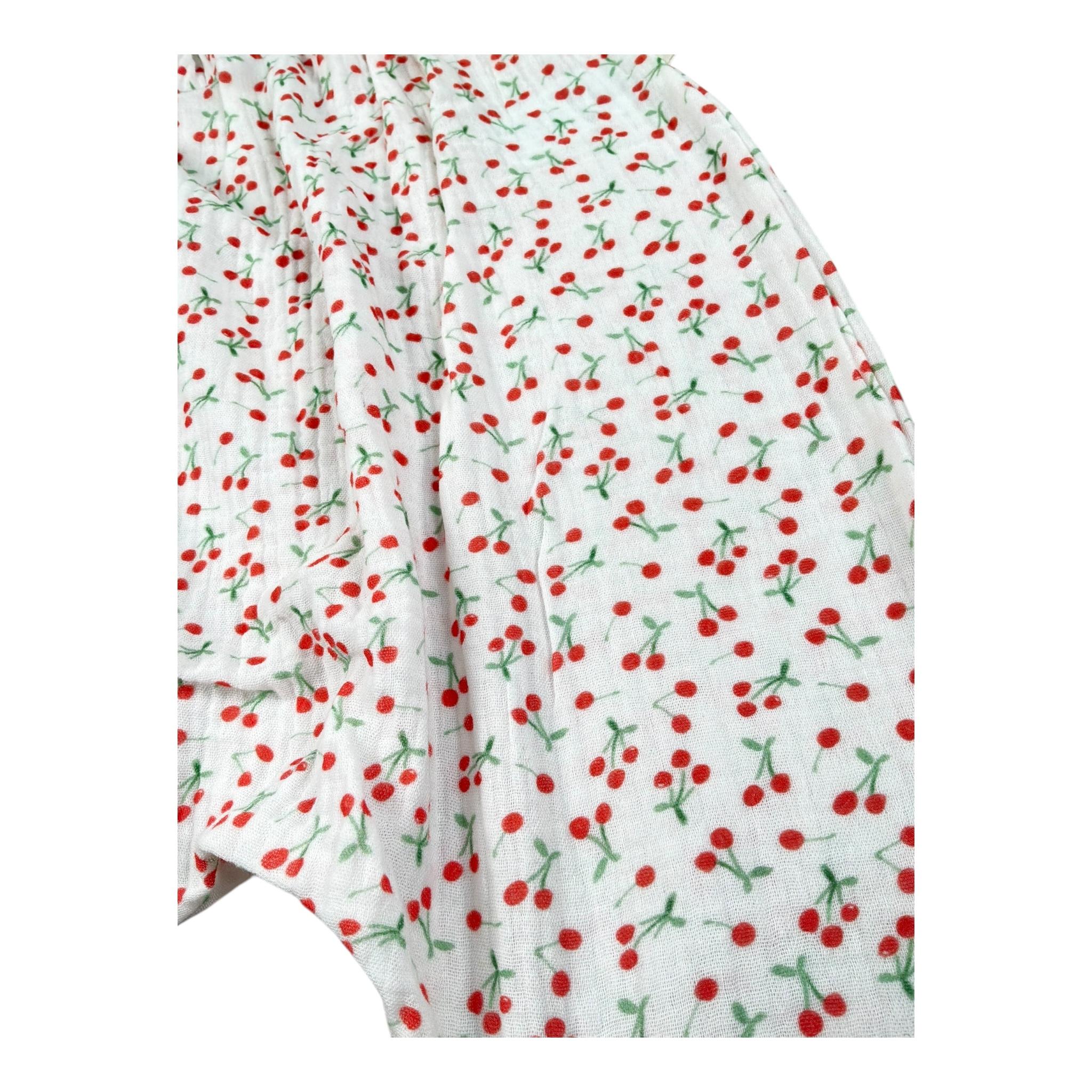Petit Indi Tuta Tinta Unita con Fantasia Ciliegie per Neonata SS25B1210 BIANCO PETIT INDI 