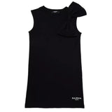 Balmain Solid Color Black Bow Sleeveless Dress For Girls