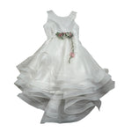 Mimilu' Abito Cerimonia Tinta Unita Giromanica per Bambina 207 BIANCO MIMILU' 