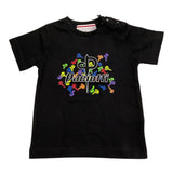 Cesare Paciotti Solid Color Crew Neck T-Shirt with Black Logo Print for Newborns