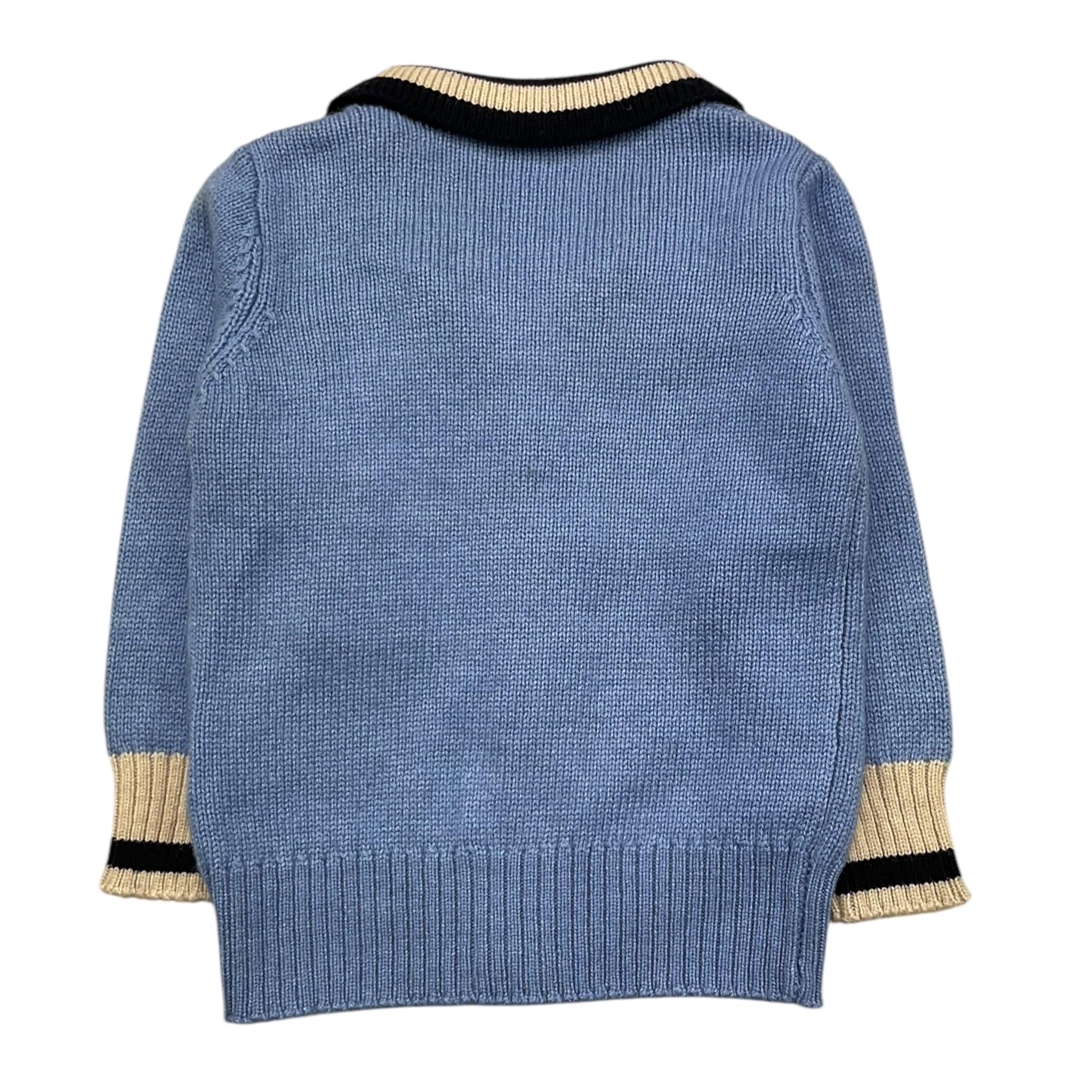 TRUSSARDI caridgan tinta unita con colletto in contrasto Azzurro per Neonato TIA25091 AZZURRO TRUSSARDI 