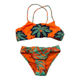 Mefui Bikini Set Solid Color Bandeau-Slip Orange For Girls