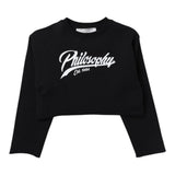 PHILOSOPHY shirt girocollo tinta unita con logo Nero per Bambina PFFE003 NERO PHILOSOPHY 