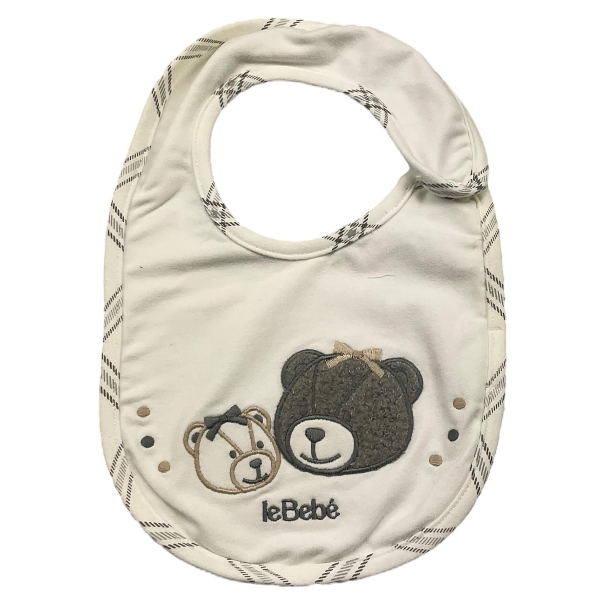 LE BEBE' bavetta tinta unita con stampe orsi Bianco per Neonato LBG5968 BIANCO LE BEBE' 