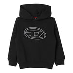 DIESEL felpa tinta unita con cappuccio e stampa Nero per Bambino J02017X NERO DIESEL 