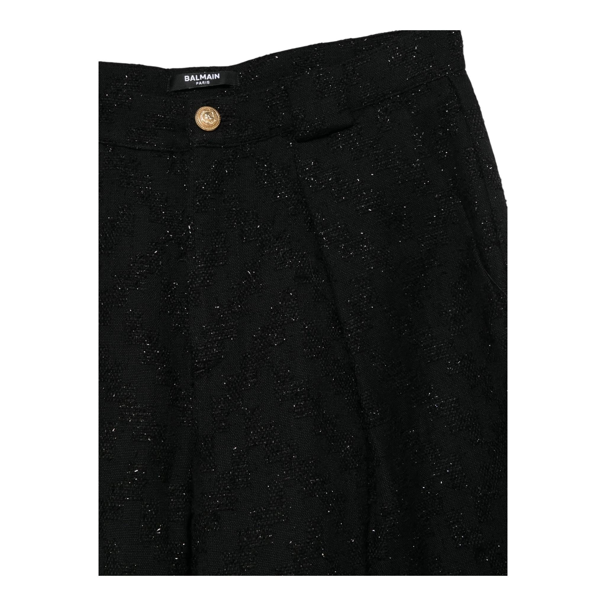BALMAIN pantalone tinta unita modello palazzo Nero per Bambina BV6S70 NERO BALMAIN 