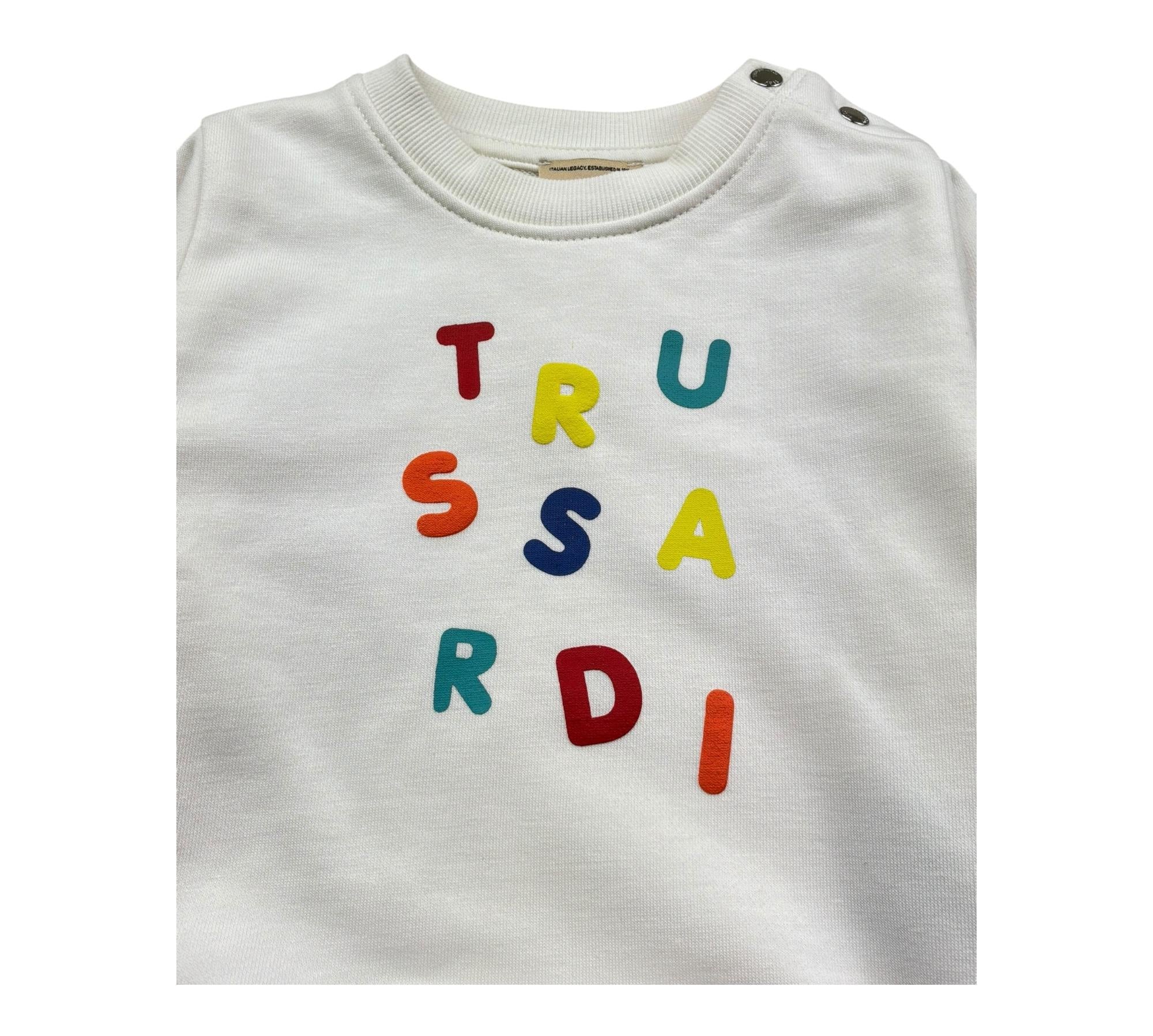 Trussardi Felpa Chiusa Girocollo Tinta Unita con Stampe per Neonato TIP26084FE BIANCO TRUSSARDI 