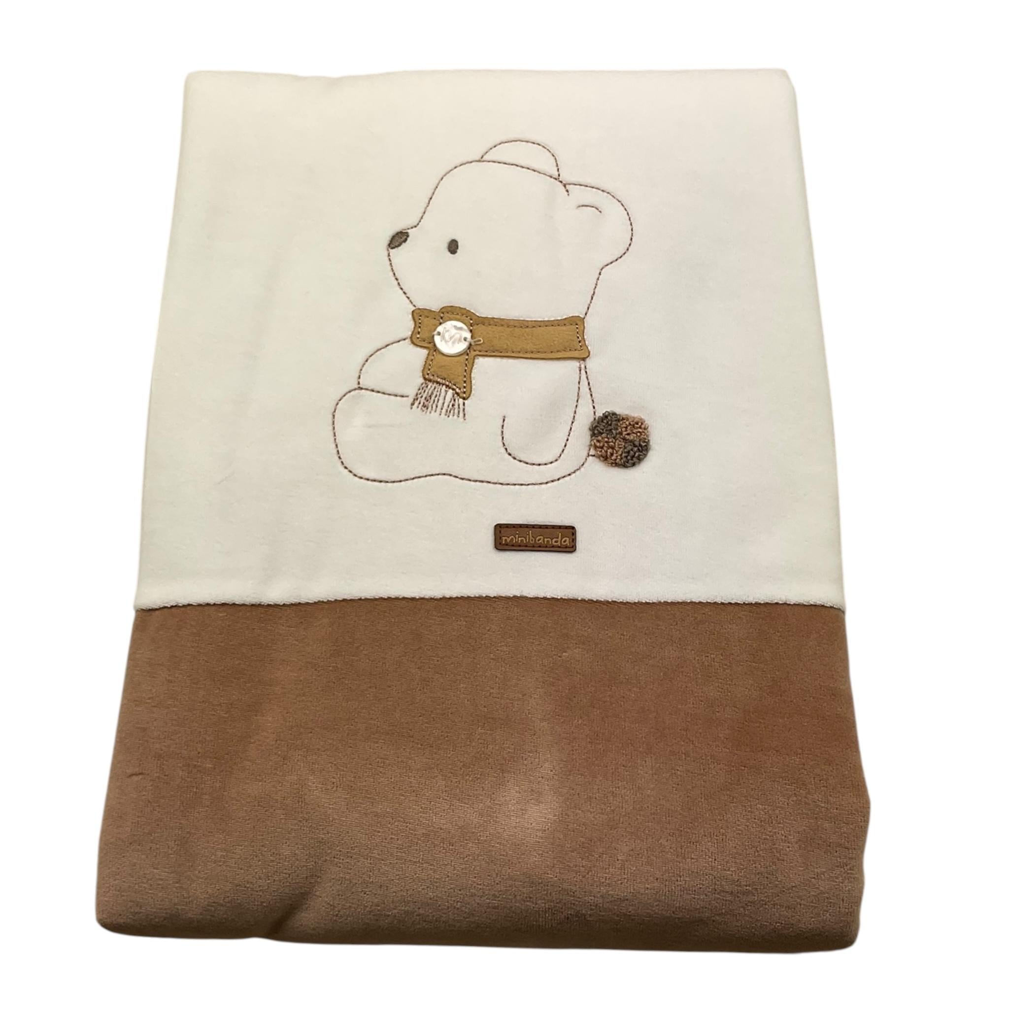MINI BANDA coperta tinta unita con ricamo orso Panna/beige per Neonato 3A309 PANNA/BEIGE MINI BANDA 
