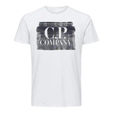 CP Company Solid Color Crew Neck T-Shirt with White Logo Print for Kids