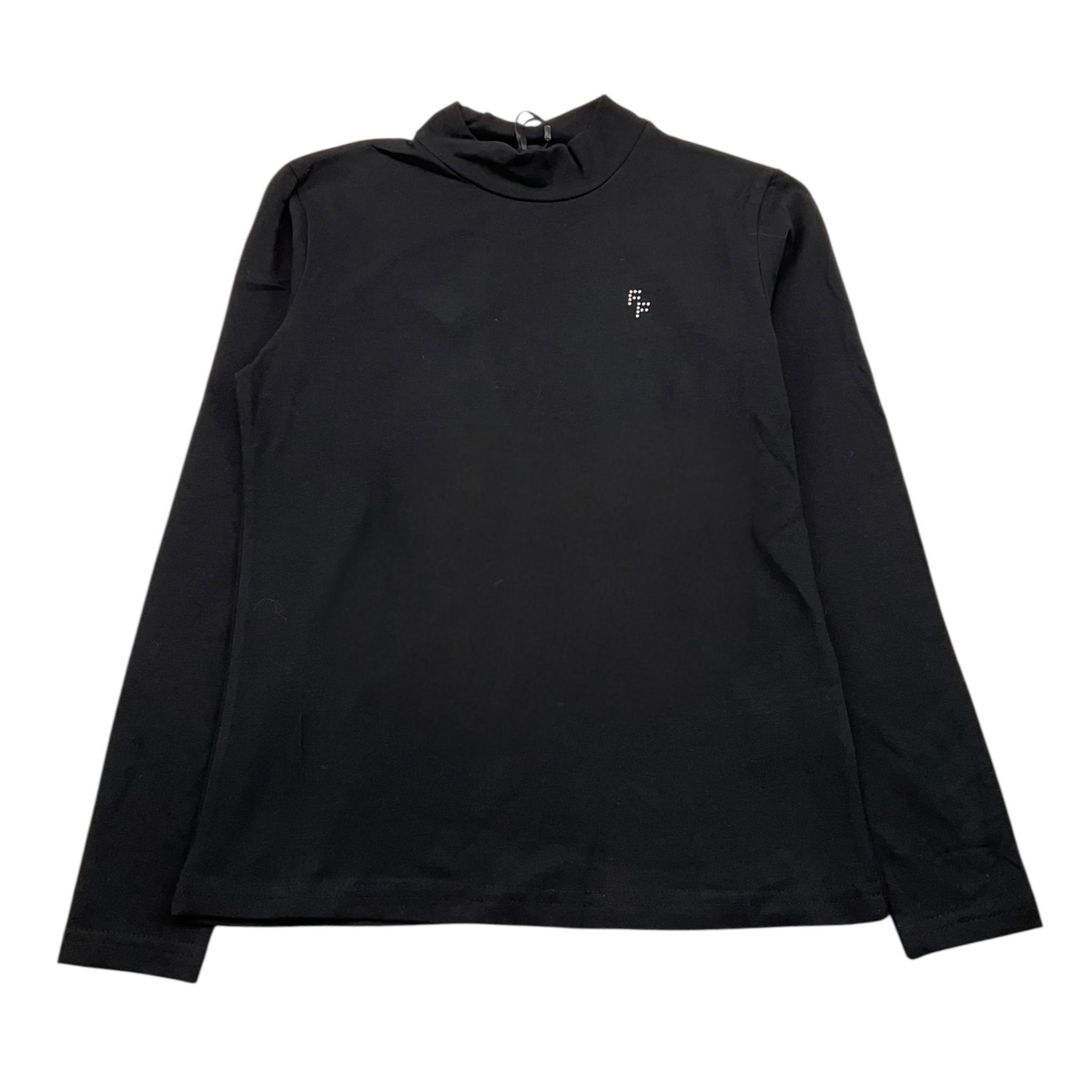 FUN & FUN shirt mezzo collo tinta unita con logo brillantinato Nero per Bambina FNJTS6874 NERO FUN & FUN 