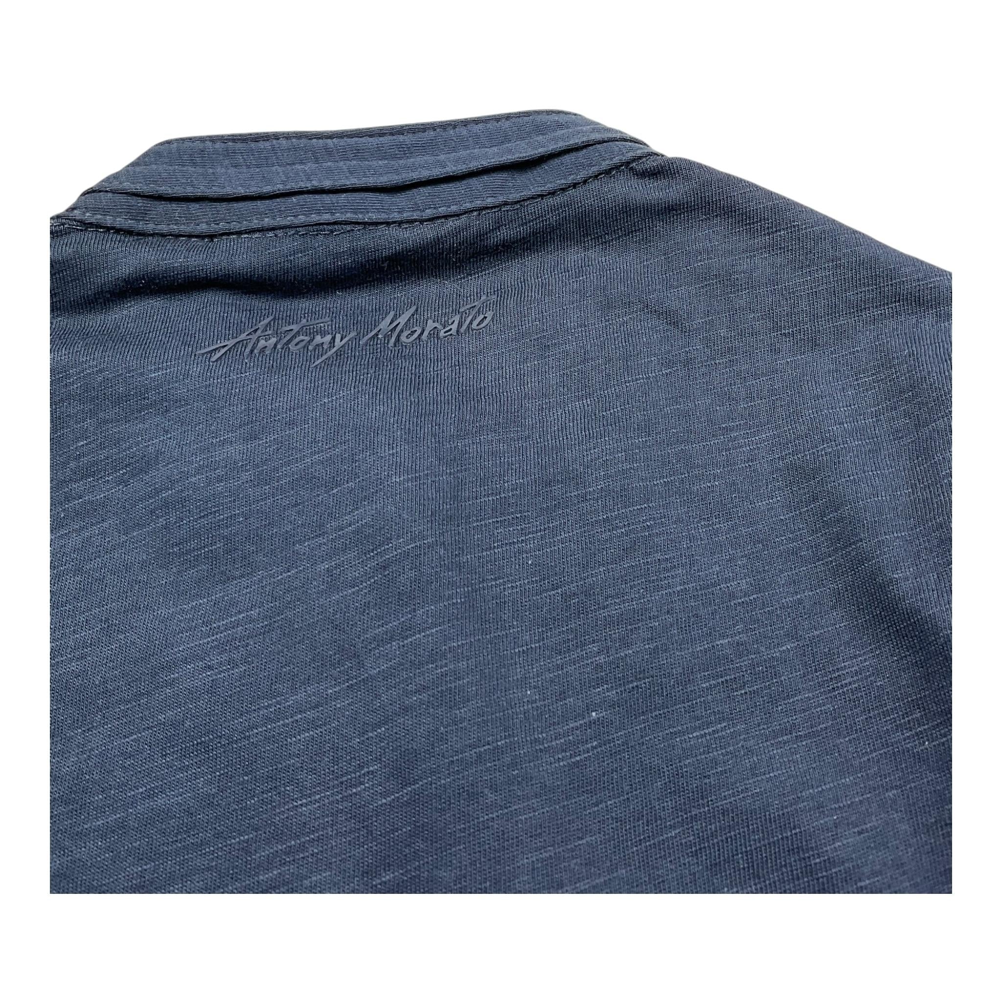 Antony Morato Polo Tinta Unita Collo Coreano per Bambino MKKL00249 BLU ANTONY MORATO 