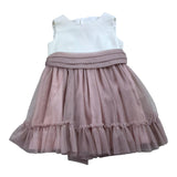 Tete'&amp;Martina Two-Tone Dress With Armholes With White/Pink Tulle For Girls