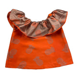 Mariuccia Plain Shirt With Orange Ruffle Armhole For Girls