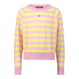 Max&amp;Co. Crewneck Sweater Striped Pattern With Pink Embroidery For Girls
