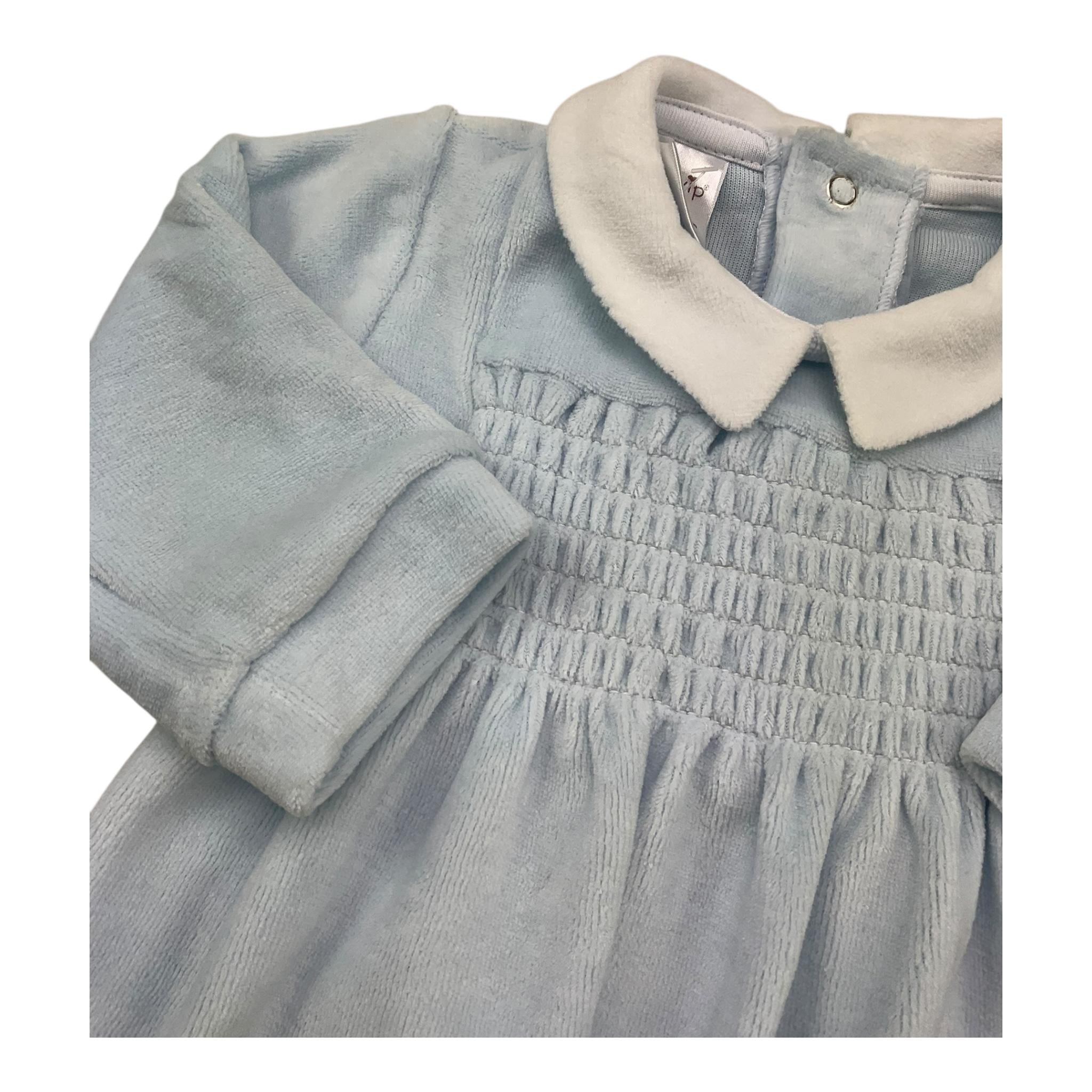 BABY VIP tutina manica lunga tinta unita in ciniglia Azzurro per Neonato T2472 AZZURRO BABY VIP 