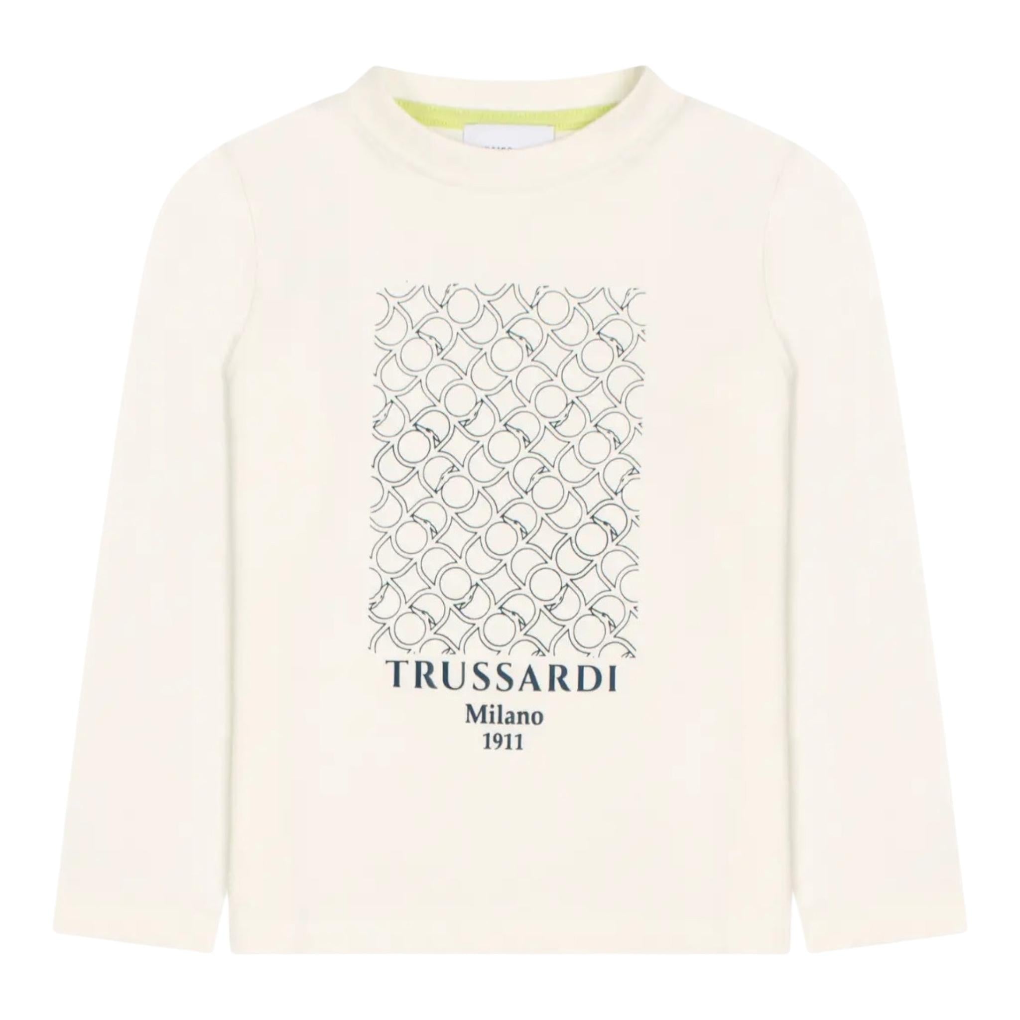 TRUSSARDI shirt girocollo tinta unita con stampa Bianco per Bambino TIA24O25TSJ BIANCO TRUSSARDI 