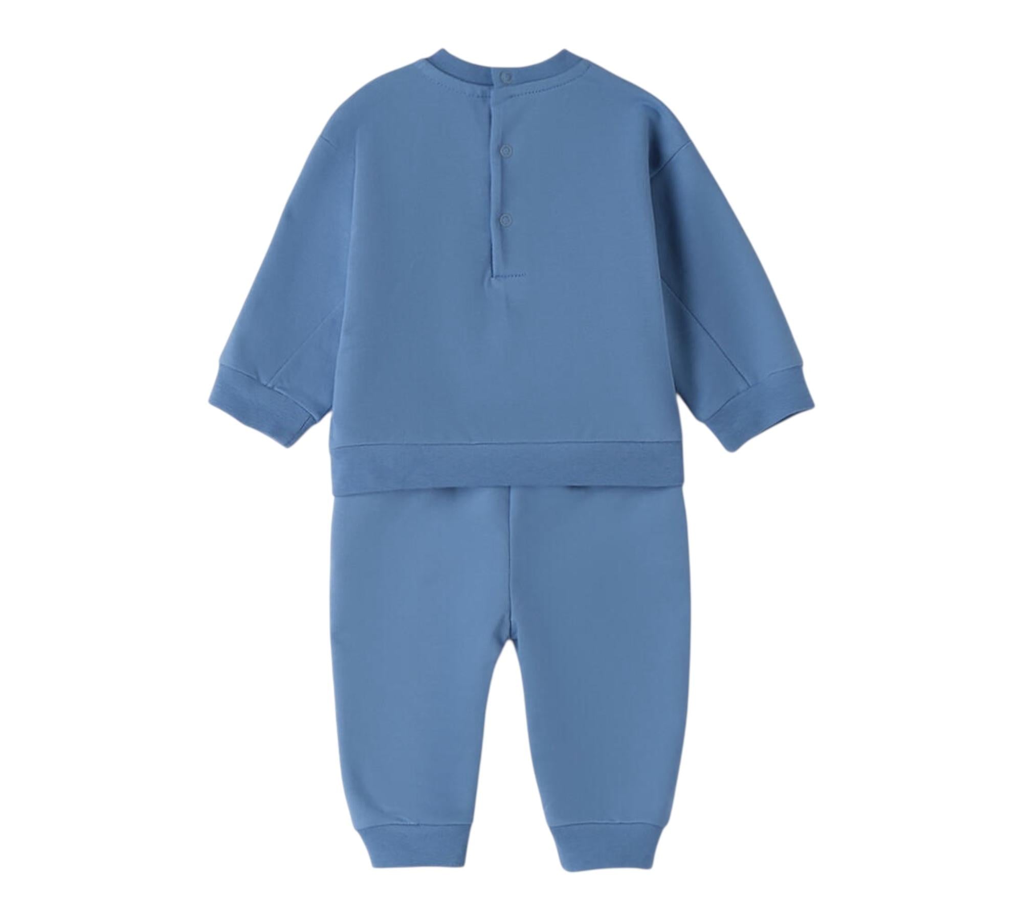 Minibanda Completo 2 Pezzi Felpa-Pantalone Tinta Unita per Neonato 3B655 CELESTE MINIBANDA 